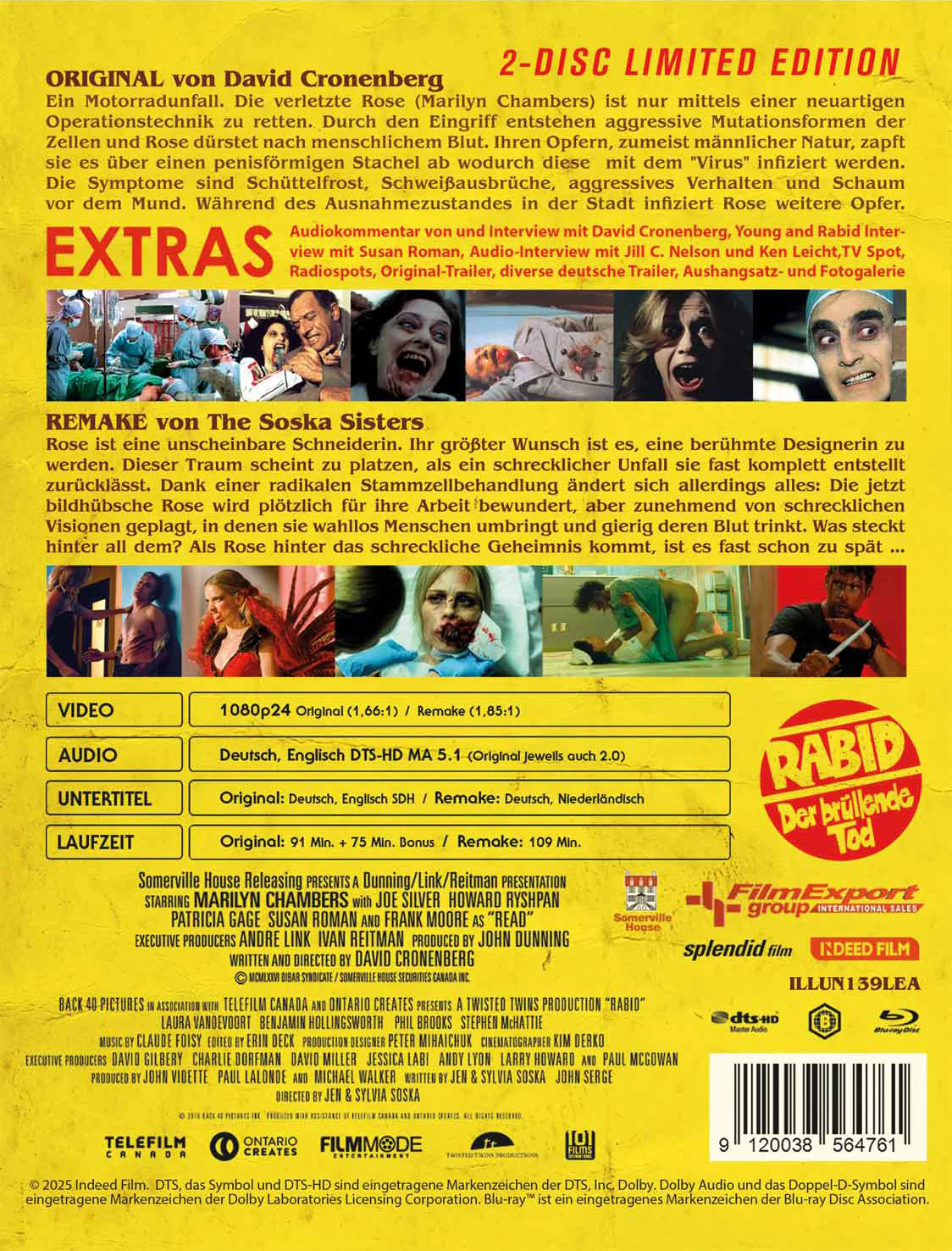 RABID Limited (666) UNCUT Double Feature Edition - Scanavo BD with O Card - Image 2